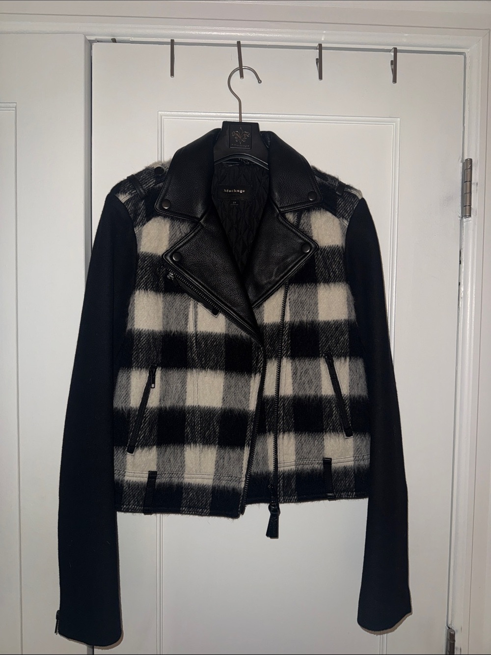 Mackage GRACIE plaid wool/mohair moto jacket